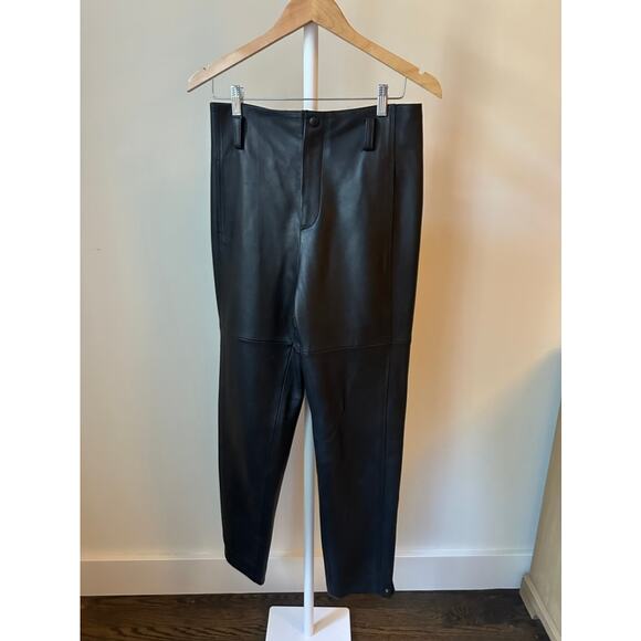 St. John Collection Black Leather Pants Made in Italy
